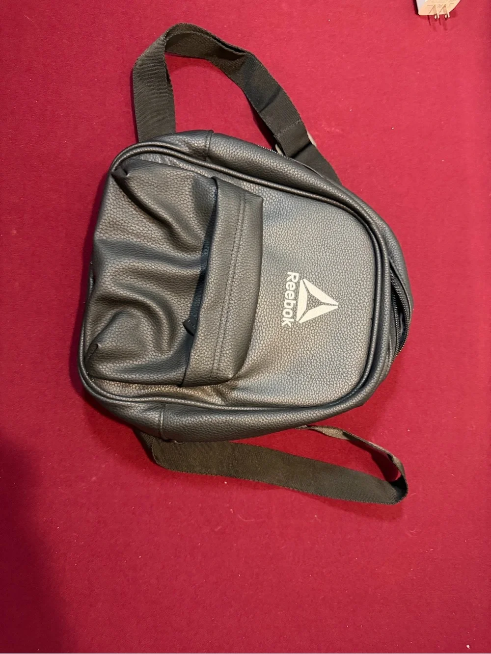 Reebok Black Textured Sling Bag with White Logo
